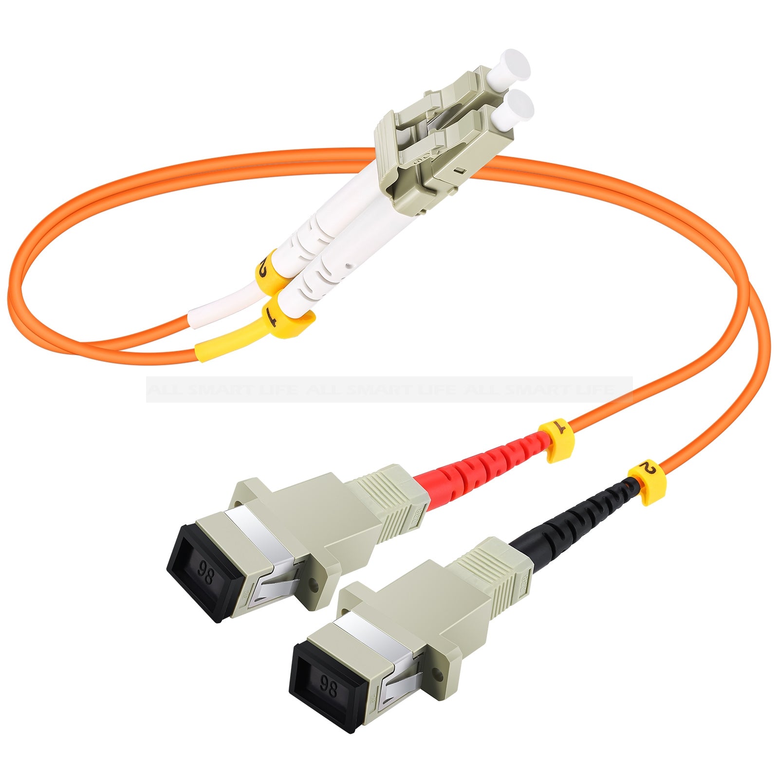 1ft LC To ST Fiber Optic Cable - Multimode 50/125 Duplex Adapter Cable For Network Connections