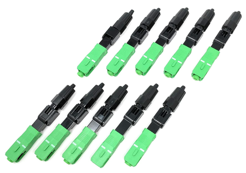 Field Installable SC-APC Singlemode 9/125 Connector for 0.9mm, 2.0mm, 3.0mm Cable (10 Pack)