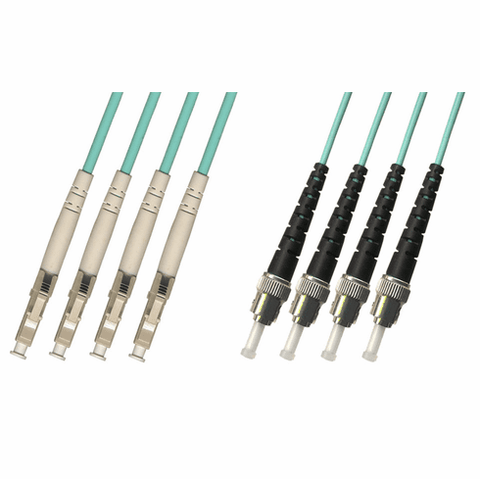 0.3m ( 1FT ) LC-ST Multimode Fiber Optic Cable 50/125 10 Gigabit 4 Strand (10GB)