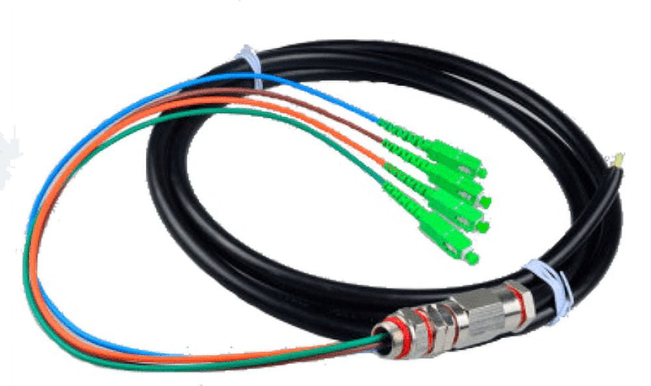 Ultra Spec Cables - SC/APC (4 Strand) Singlemode (9/125) Fiber Optic Waterproof Armored Splice Pigtail - 1M