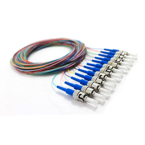 12 Strand Fiber Pigtail, 9/125 Singlemode(Blue Boot), ST/UPC, 3 meter