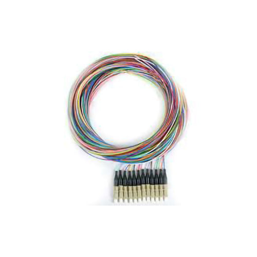 RiteAV 12 Strand Fiber Pigtail, OM2 - 50/125, Multmode Black Boot LC/PC connectors, 3 meter