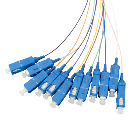 12 Strand Fiber Ribbon Pigtail, 9/125 Singlemode (Blue Boot), SC/UPC, 3 meters