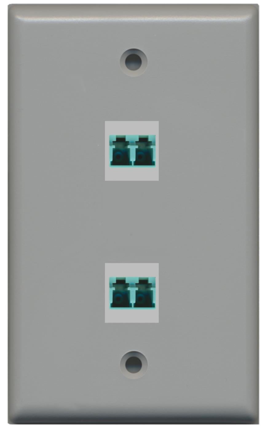 RiteAV - 2 Port LC Fiber 10GB Duplex Wall Plate - Gray - Bracket Included