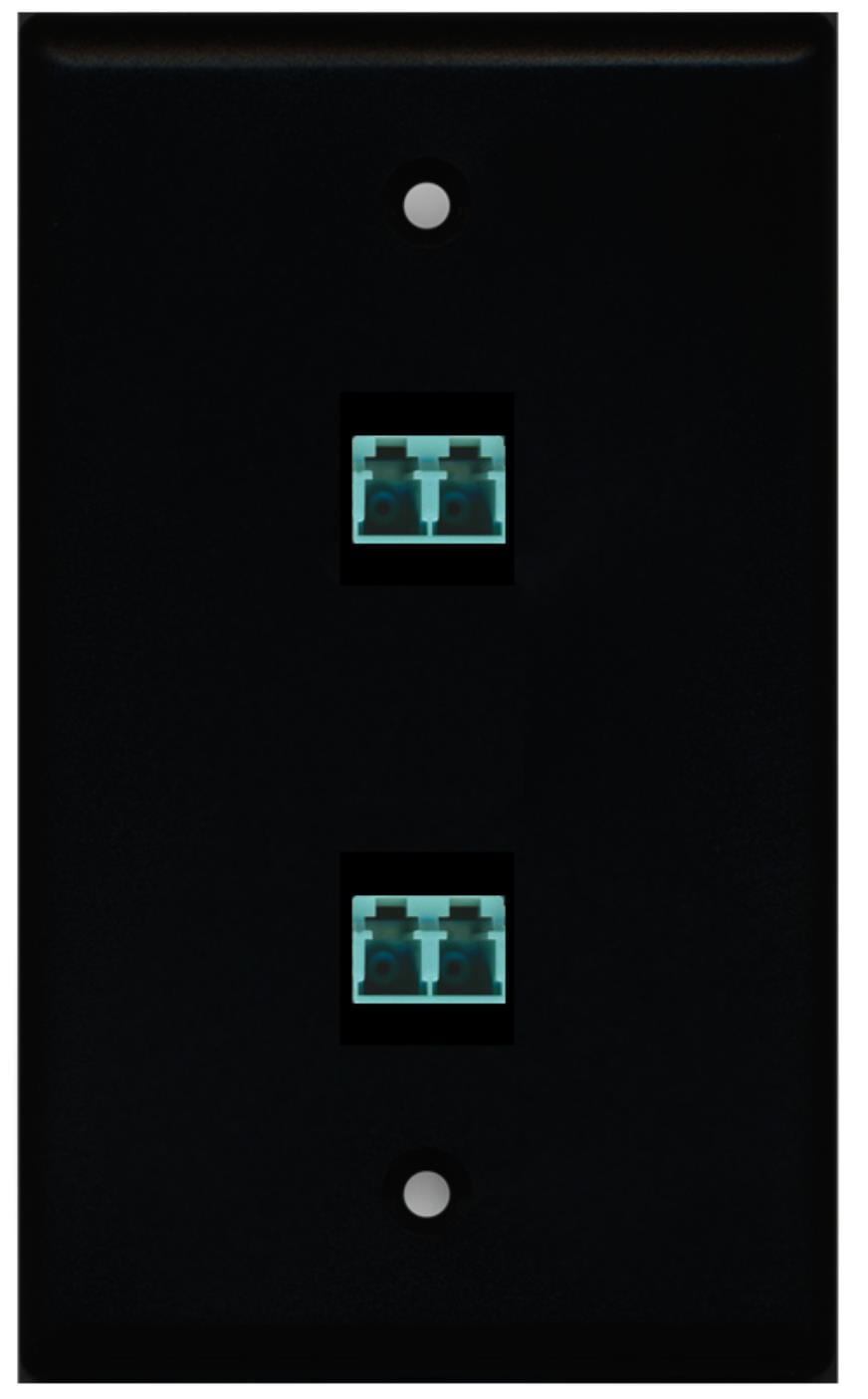 RiteAV - 2 Port LC Fiber 10GB Duplex Wall Plate - Black - Bracket Included