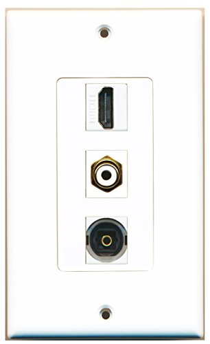RiteAV - Single Gang HDMI RCA and 1 x Toslink Optical Port Decorative White Wall Plate