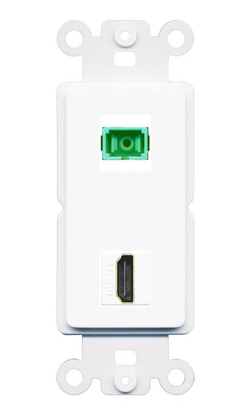 RiteAV 1 Port Fiber Optic Jack SC Simplex APC + HDMI Wall Plate-Rocker White