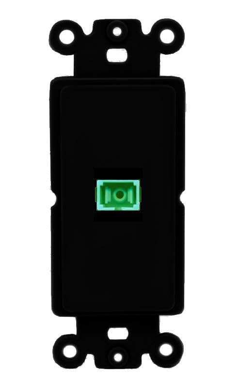 RiteAV 1 Port Fiber Optic Coupler Jack SC Simplex Singlemode APC Wall Plate-Rocker Black/Black