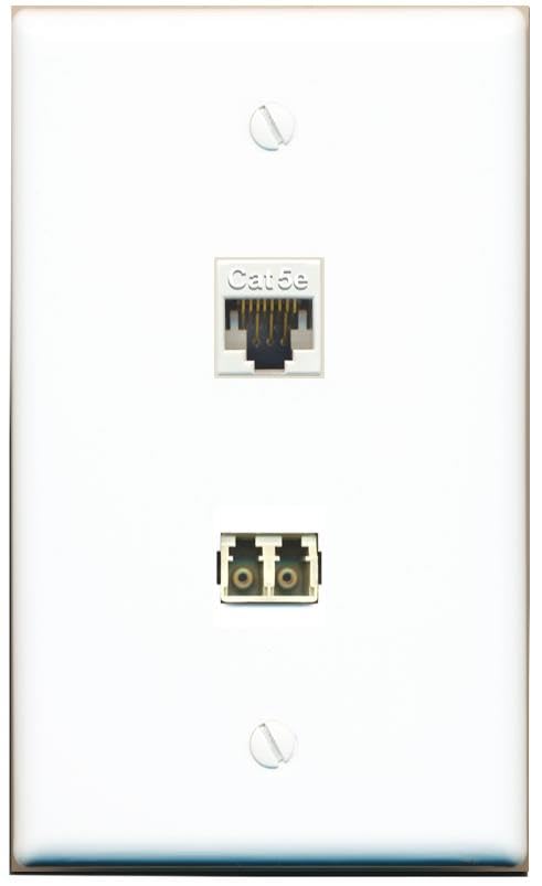 RiteAV CAT5E LC Multimode Fiber Duplex Wall Plate Flat/Solid [White]