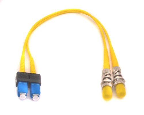 1ft Fiber Optic Adapter Cable SC (Male) to ST (Female) Singlemode 9/125 Duplex
