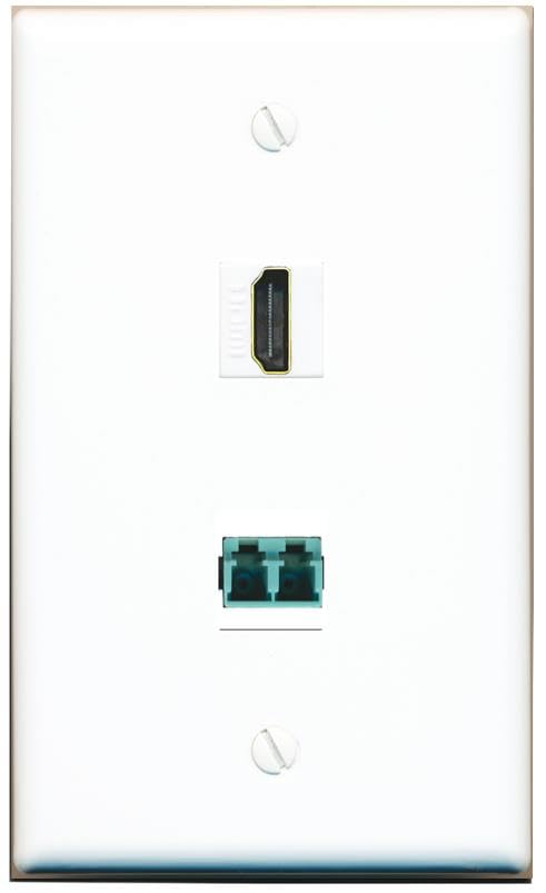 RiteAV HDMI LC 10GB Fiber Duplex Wall Plate Flat/Solid [White]
