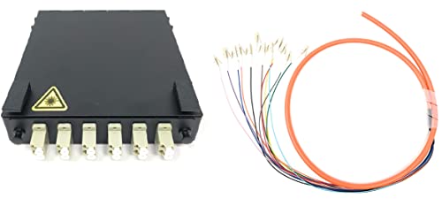 Ultra Spec Cables 6 Port Wall Mount Fiber Enclosure with Splicing Module Multimode OM1 Duplex LC-UPC Kit (Includes a 1 Meter 12 Strand LC-UPC MM Pigtail and 6 Port LC-UPC Duplex LGX Loaded Panel)