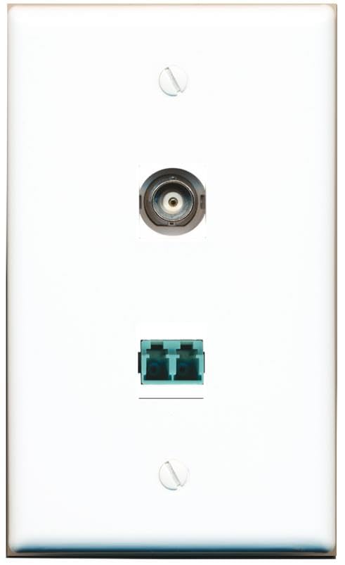 RiteAV BNC LC 10GB Fiber Duplex Wall Plate Flat/Solid [White]
