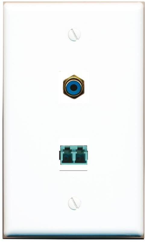 RiteAV LC 10GB Fiber Duplex RCA-BLUE Wall Plate Flat/Solid [White]
