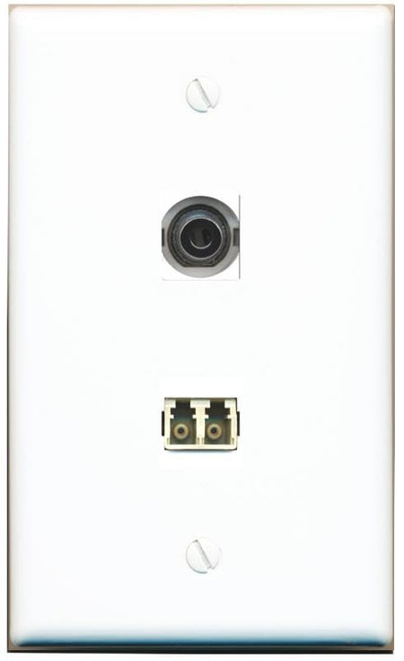 RiteAV 3.5mm LC Multimode Fiber Duplex Wall Plate Flat/Solid [White]