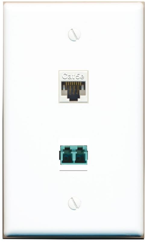RiteAV CAT5E LC 10GB Fiber Duplex Wall Plate Flat/Solid [White]