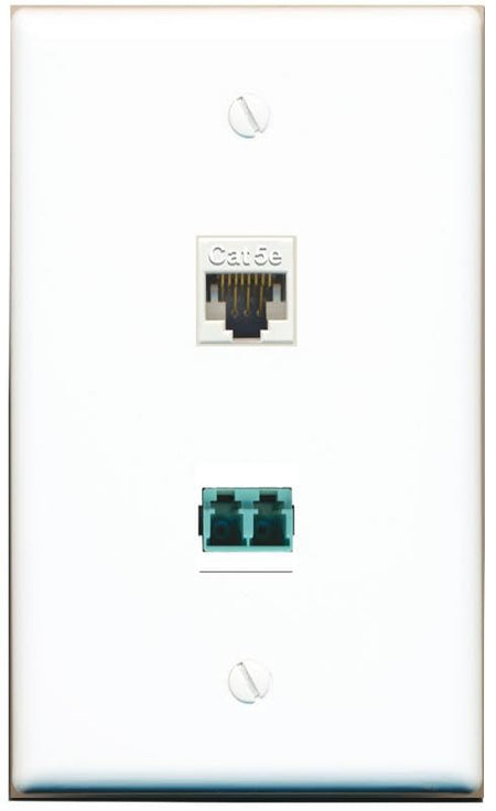 RiteAV CAT5E LC 10GB Fiber Duplex Wall Plate Flat/Solid [White]