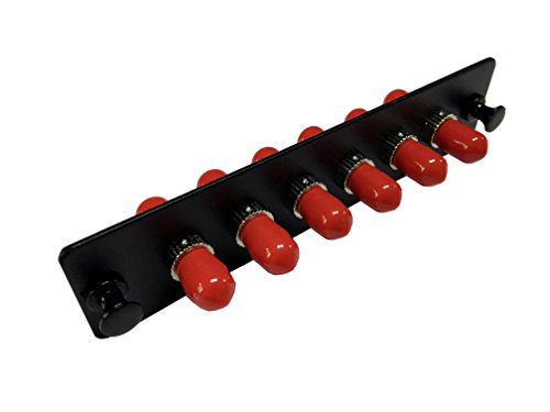 RiteAV LGX Footprint ST Adapter Panel, 6 Ports, Loaded w/6 ST Simplex Multimode Adapters, Black
