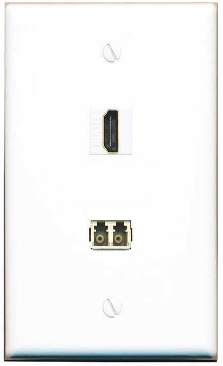 RiteAV HDMI LC Multimode Fiber Duplex Wall Plate Flat/Solid [White]