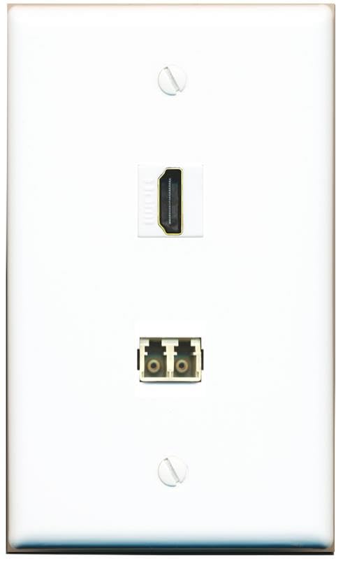 RiteAV HDMI LC Multimode Fiber Duplex Wall Plate Flat/Solid [White]