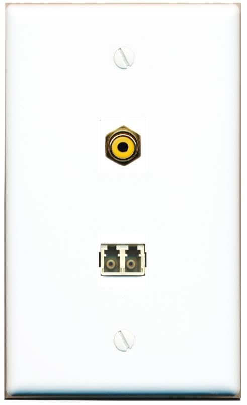 RiteAV LC Multimode Fiber Duplex RCA-YELLOW Wall Plate Flat/Solid [White]