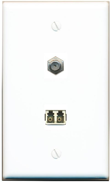 RiteAV COAX LC Multimode Fiber Duplex Wall Plate Flat/Solid [White]