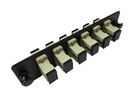 RiteAV LGX Footprint SC Adapter Panel, 6 Ports, Loaded w/6 SC Simplex Multimode Adapters, Black
