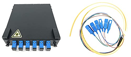 Ultra Spec Cables 6 Port Wall Mount Fiber Enclosure with Splicing Module Singlemode Simplex SC-UPC Kit (includes a 1 Meter 6 Strand SC-UPC SM Pigtail and 6 Port SC-UPC Simplex LGX Loaded Panel)