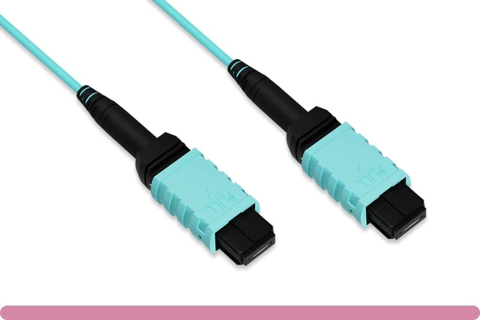 RiteAV - MPO Female to MPO Female OM4 Multi-Mode 12 Strand Fiber Optic Trunk Cable (Type B) 10 Gb/s, 40 Gb/s, and 100 Gb/s (15 Meter (50 Feet))