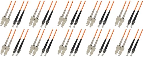 Ultra Spec Cables 75M Multimode Duplex Fiber Optic Cable (50/125) - SC to ST (10 Pack)