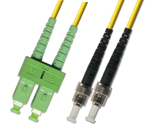 15M Singlemode Duplex Fiber Optic Cable (9/125) - SC/APC to ST/UPC