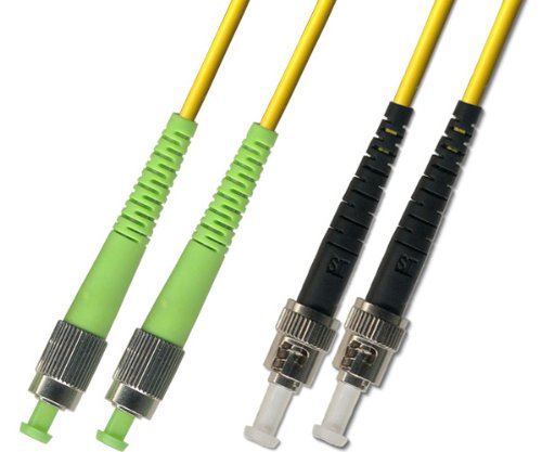 2M Singlemode Duplex Fiber Optic Cable (9/125) - FC/APC to ST/UPC