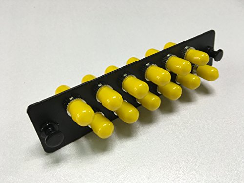 RiteAV LGX Footprint ST Adapter Panel, 12 Ports, Loaded w/12 ST Simplex Singlemode Adapters, Black