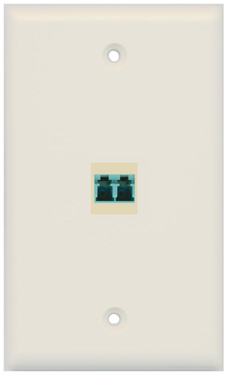 RiteAV - 1 Port LC Fiber 10GB Duplex Wall Plate - Light Almond - Bracket Included