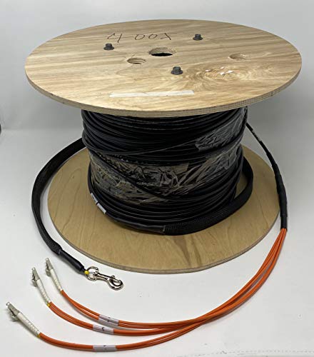 RiteAV - Direct Burial/Outdoor LC-LC 6 Strand Fiber Optic Cable - Multimode (50/125) with Pulling Eye Kit Installed on one end - 400 Feet