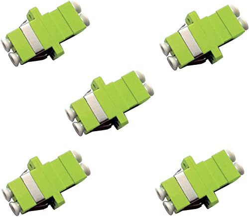 Fiber Optic Cable Adapter-Coupler LC-LC Duplex [Lime Green] OM5-5 Pack