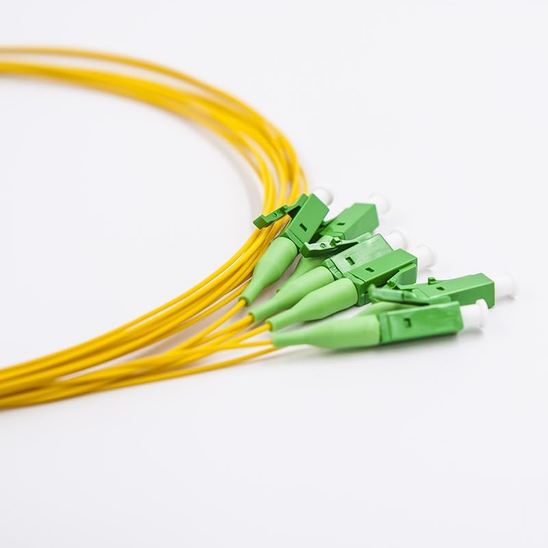 RiteAV - 6 Strand Single-Mode LC APC OS1 Fiber Optic Cable Pigtails for Fusion Splicer Splicing. 1Meter (LC SM APC)