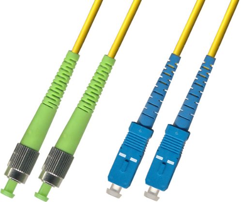 5M Singlemode Duplex Fiber Optic Cable (9/125) - FC/APC to SC/UPC