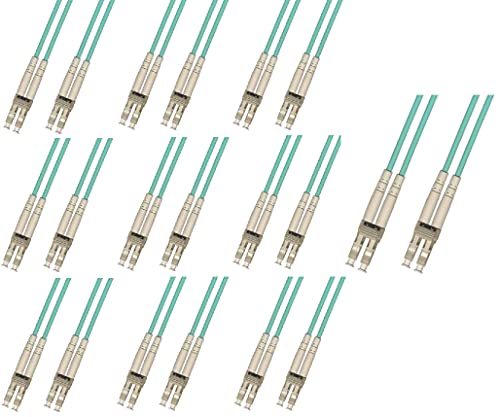 4 Meter 40Gb OM4 Multimode Duplex Fiber Optic Cable (50/125) - LC to LC - Aqua - 10 Pack
