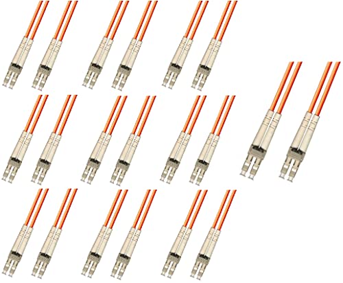 10 Meter Multimode Duplex Fiber Optic Cable (50/125) - LC to LC - Orange - 10 Pack