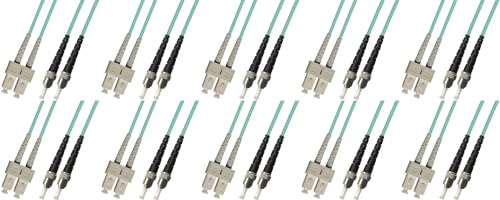 Ultra Spec Cables 10M Multimode Duplex 10 Gigabit Fiber Optic Cable (50/125) - SC to ST (10 Pack)
