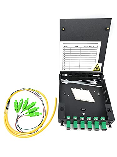 Ultra Spec Cables 6 Port Wall Mount Fiber Enclosure with Splicing Module Singlemode Simplex SC-APC Kit (Includes a 1 Meter 6 Strand SC-APC SM Pigtail and 6 Port SC-APC Simplex LGX Loaded Panel)