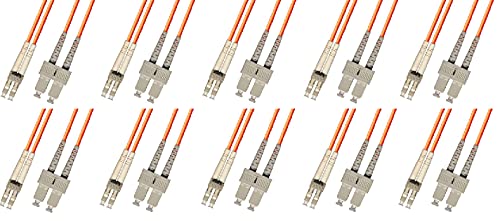 7 Meter Multimode Duplex Fiber Optic Cable (62.5/125) - LC to SC - Orange - 10 Pack