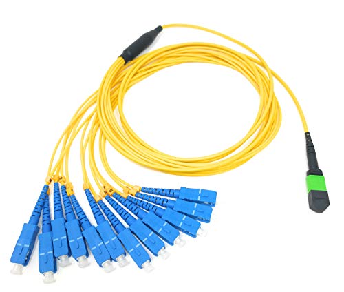 Ultra Spec Cables Singlemode MPO Female APC to 12 x SC-UPC Simplex Breakout Cable 1 Meter