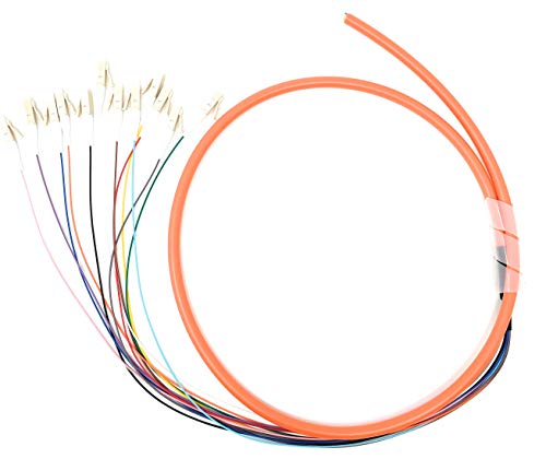 Ultra Spec Cables 12 Strand OM1 62.5/125 Multimode LC-UPC Fiber Pigtail 3 Meter for Splice