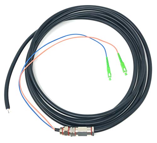 Ultra Spec Cables - SC/APC (2 Strand) Singlemode (9/125) Fiber Optic Waterproof Armored Splice Pigtail - 5M