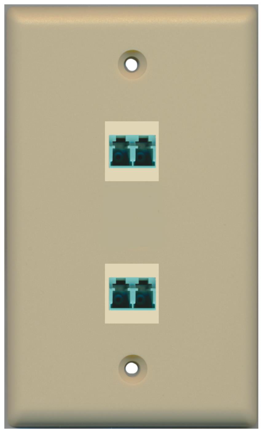 RiteAV - 2 Port LC Fiber 10GB Duplex Wall Plate - Ivory - Bracket Included