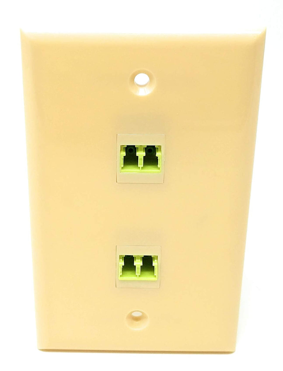 RiteAV - 2 Port LC Fiber 40/100 GB Duplex Ivory Wall Plate - Bracket Included