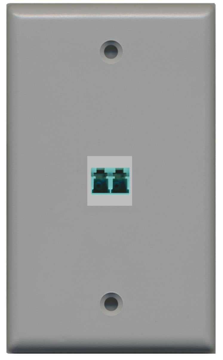 RiteAV - 1 Port LC Fiber 10GB Duplex Wall Plate - Gray - Bracket Included