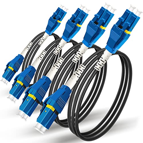 RiteAV - Uniboot LC to LC Outdoor Armored Fiber Patch Cable, Low Friction Single Mode Duplex Fiber Optic Cable Jumper Optical Patch Cord, 9/125um, (OS1/OS2 Compatible), LSZH Black